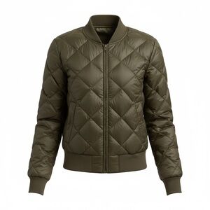 Aritzia Quilted Bomber Jacket Olive Green Lightweight XS